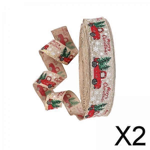 6x Julebånd med ståltrådskant, julemønstret gavebånd 2 Pcs
