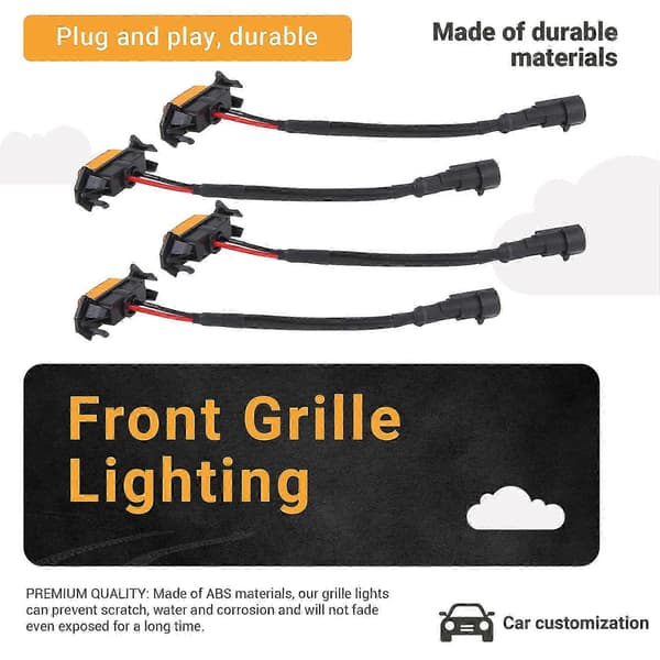Frontgrillbelysning LED-grilllyssett for 2016-2020, 4 stk. (Ravfarget skall, gult lys)