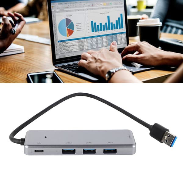 [13R] 5-i-1 bærbar USB-hub med 4x USB3.0 1x USB C