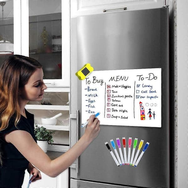 Whiteboard Magnetic Refrigerator Whiteboard A3 for Home Kitchen Menu Meal Plan Shopping List, Reminder