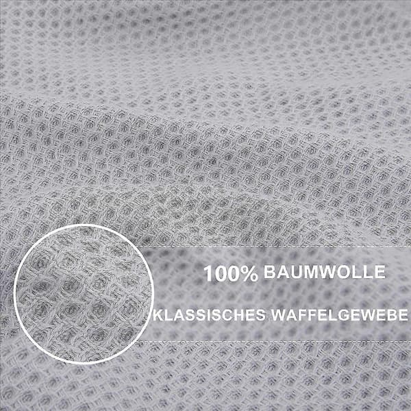 6-pakning 100 % bomullsfrotté kjøkkenhåndklær med krok, lysegrå Light gray 34*73cm