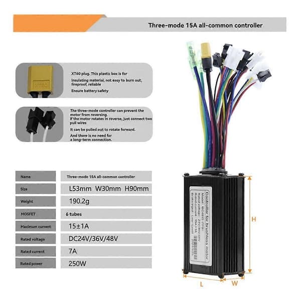 【13】24V 36V 48V 15A 250W 350W Brushless Motor Drive Controller Black