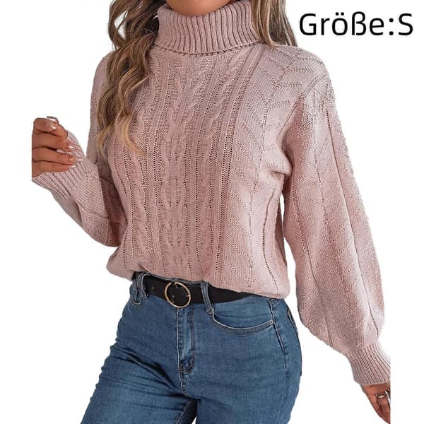 Tröja, polotröja för kvinnor, kabelstickad, tröja