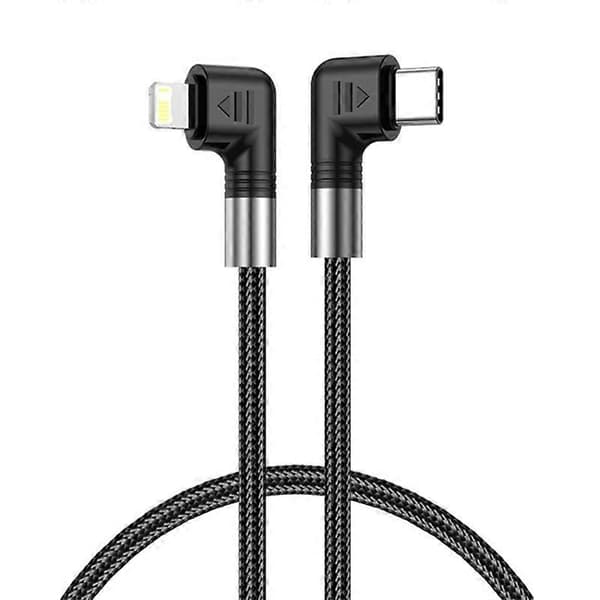 A9 0,5m Type-C till Lightning 30W Snabbladdningskabel Dubbel Vinkelkontakt Nylonflätad Datakabel
