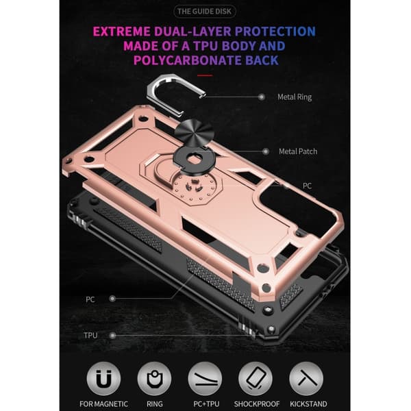 Samsung Galaxy S21 5G Case, Shockproof TPU + PC with 360 Degree Rotating Holder Roséguld