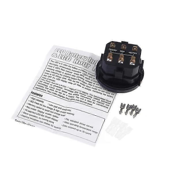 12V/24V/36V/48V/72V LED Digital Batteristatus Ladeindikator Black