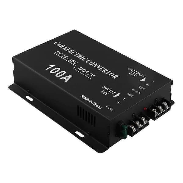 DC 24V til 12V DC Step-Down Spændingsomformer 100A 1200W DC Buck Modul Adapter 20-30V til 12V DC Regulator Reducer Black