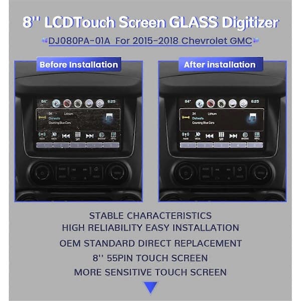 8-tommer 55-bens Touch Screen GLAS Digitaliserer LCD DJ080PA-01A til MYLINK