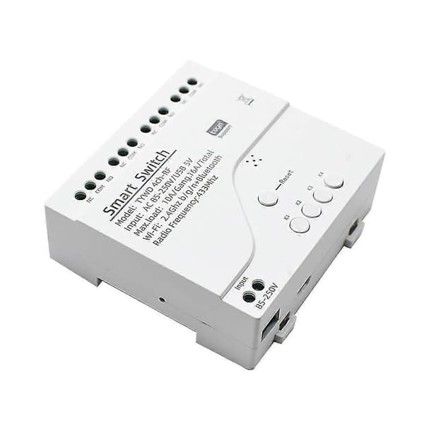 Tuya Smart Wifi Motor Switch Module RF 433 Radio Fjärrkontroll 4CH Inching Relä för Google Home White