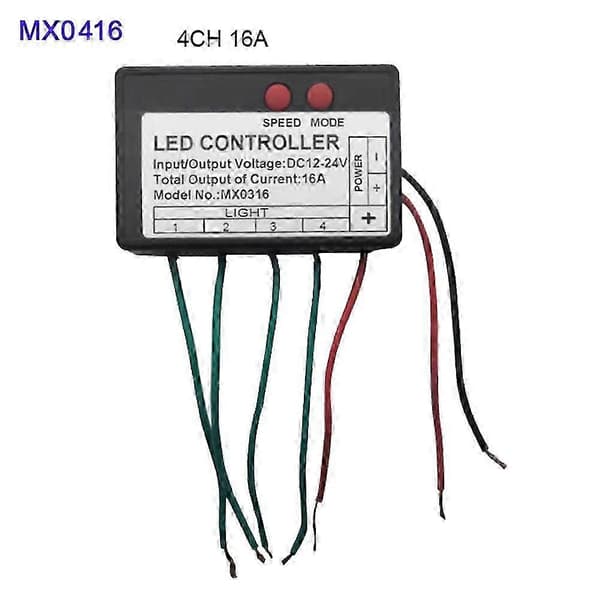 DC12V-24V LED-strip lyscontroller til løbende lys, blinkende effekter, lysskilte og lyskasser, RGB-controller 4-kanals