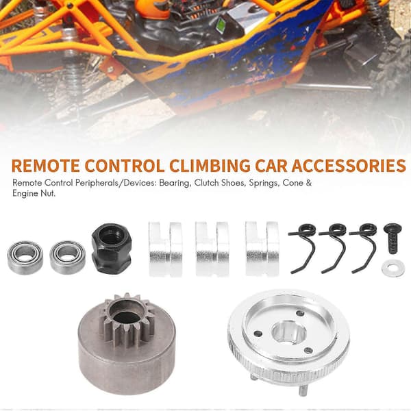 RC Clutch 14T Gear Clutch Shoes Springs Cone&Engine Nut Flywheel Assembly for 1/8 RC Model Nitro Ca Random