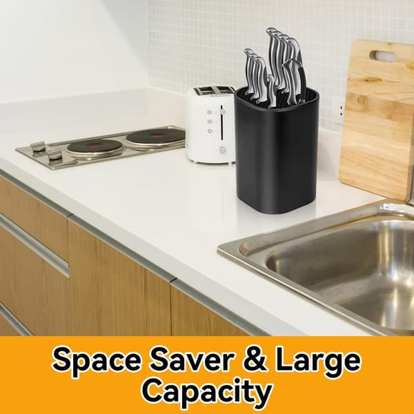 1 pc Knife Holder without Knives, Empty Kitchen Knife Block, Universal Black Knife Holder, Kitchen Knife Rack, Kitchen Knife Storage-FS-