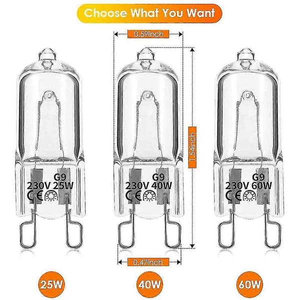 20 pcs G9 Halogen Bulbs, 40W Clear Halogen Dimmable, Warm White 2800k for Chandeliers, Pendant Lights, l