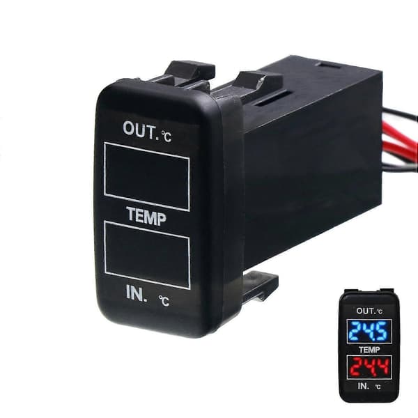 Dobbel temperaturvisning inne og utenfor bilen Dobbel temperatursensor for Prado Prius Black