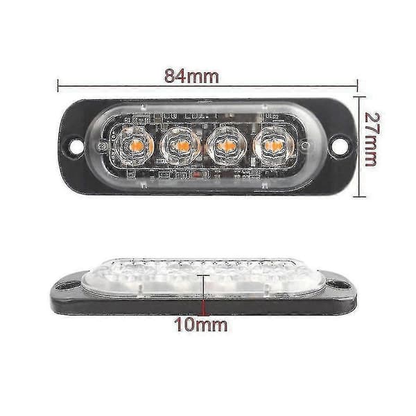4 stk 4LED Strobelys 12V Strobelys 4 i 1 Bil Nødlys Beacon Nødlys Blinkende Lys (