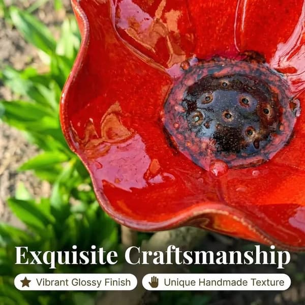【13】Ceramic Bird Bath with Floral Pattern for Outdoor Use / Bird Water Container for Garden / Bird Bath