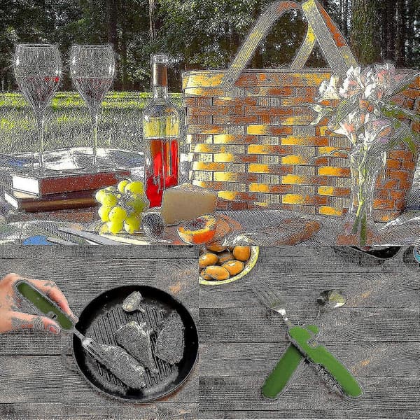 2 stk. foldbart bestik, 6-i-1 foldbart bestik til camping, rejser, vandreture, picnic