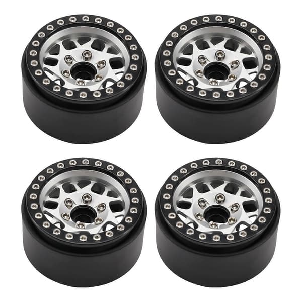 4 stk. RC Crawler Bil Aluminiumslegering 1,9 tommer Beadlock Felg for 1/10 RC Crawler Biltilbehør Black & silver