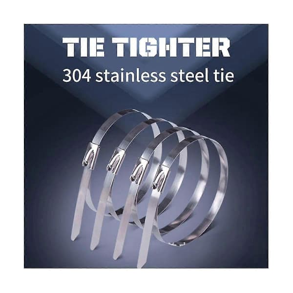 100 stk. kabelbindere i rustfrit stål, multilåsende kabelbindere i metal, automatisk spændingskabelbinder, tang B black