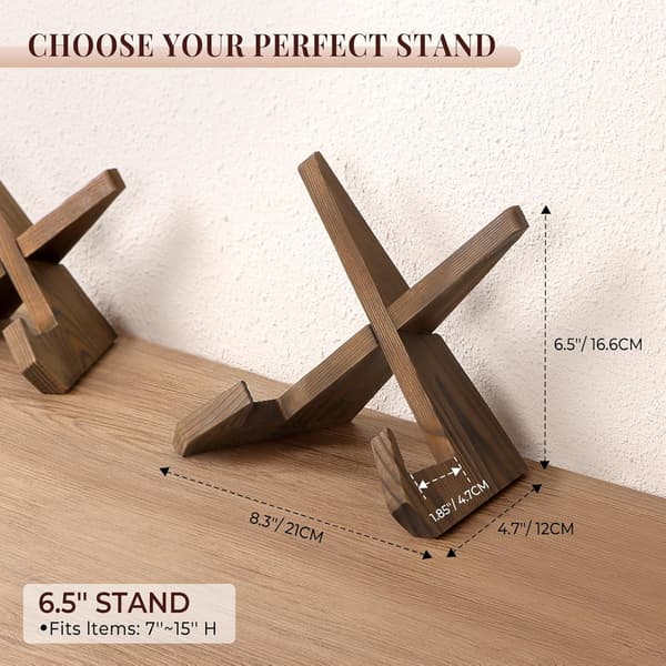 Plate Stand for Display - 6.5 Inch Plate Holder, Wooden Picture Frame Stand, Decorative Table Easels