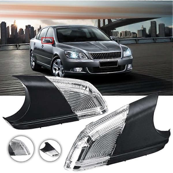 Car Rearview Mirror Left Side Wing Mirror LED Turn Signal Light Compatible with Skoda Octavia MK2 A5 2004-2008 1Z0949101C Black Black Left side