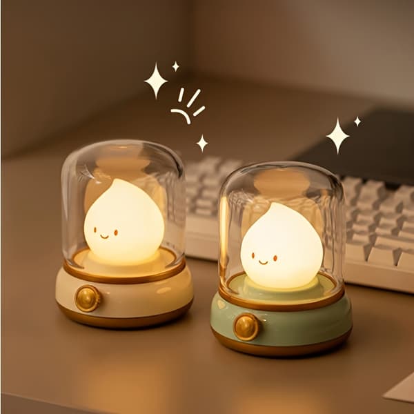 USB Rechargeable LED Night Light with Timer - Cute Retro Kerosene Lamp Design, Perfect for Bedroom Atmosphere
