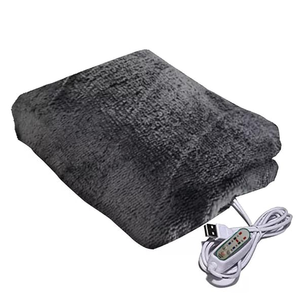 [13] USB Electric Heating Blanket Portable Plush Throw Mat Wearable Warm Shawl USB Charging Black