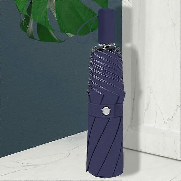Kompakt Foldeparaply til Både Sol og Regn 8-ribbet 3-fold Automatisk Åbning/Lukning UPF50+ 97cm Efter Åbning Blue Manual