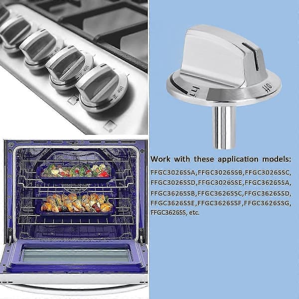 5-pack uppgraderade 5304525746 långskaftade spisknoppar, kompatibla med spishällsugnsknoppar Silver