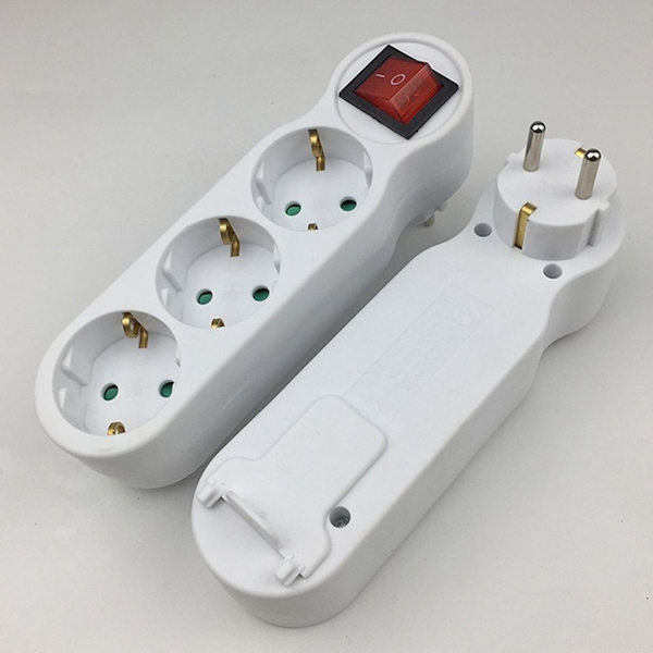 [13R] 3-way socket adapter with switch, 3-way round multi-plug multi-socket distributor