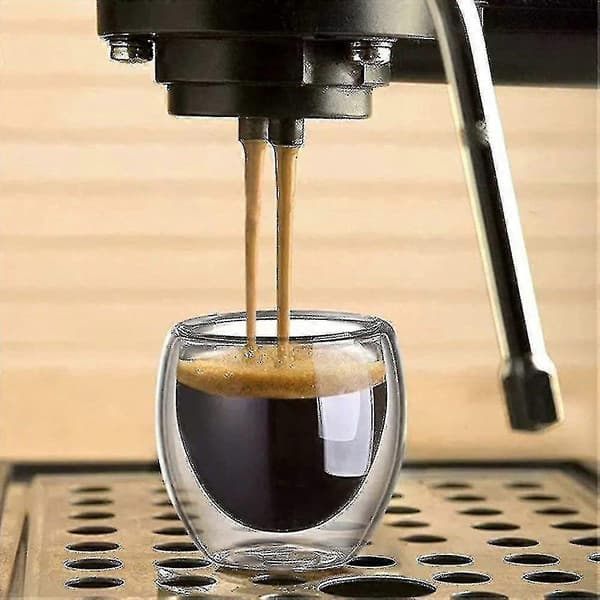 Clear Double Wall Glass Coffee Cups 6-Pack Insulated Mugs for Hot Beverages
