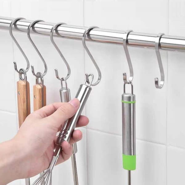 [13]12-pack S-hooks Stainless Steel S-shaped Hooks Heavy Duty Metal Hooks for Kitchen Utensils Office Bathroom Wardrobe Workshop