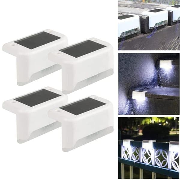 4-pack White LED Solar Lights - Waterproof Outdoor Lights for Steps and Walkway Vit Vitt ljus, 4 st