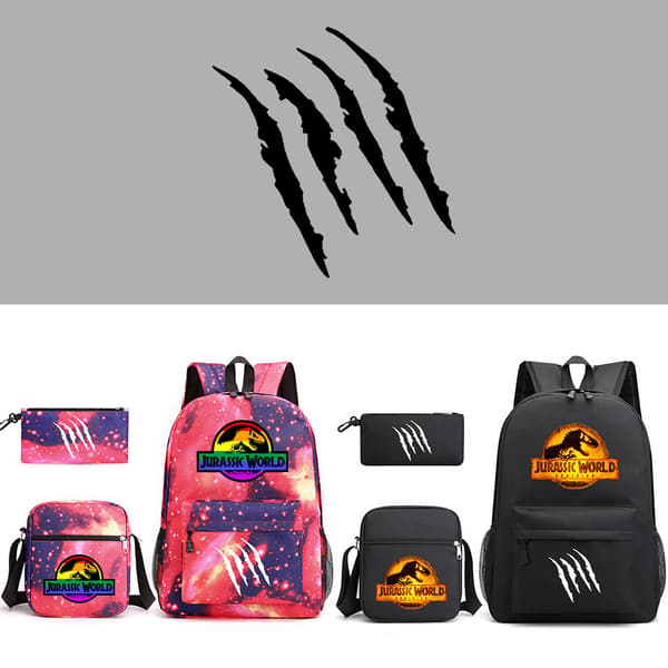 Jurassic World School Bag Backpack Pencil Case Shoulder Bag Three-piece Set Size Blue~5 Size Blue~5 3PC