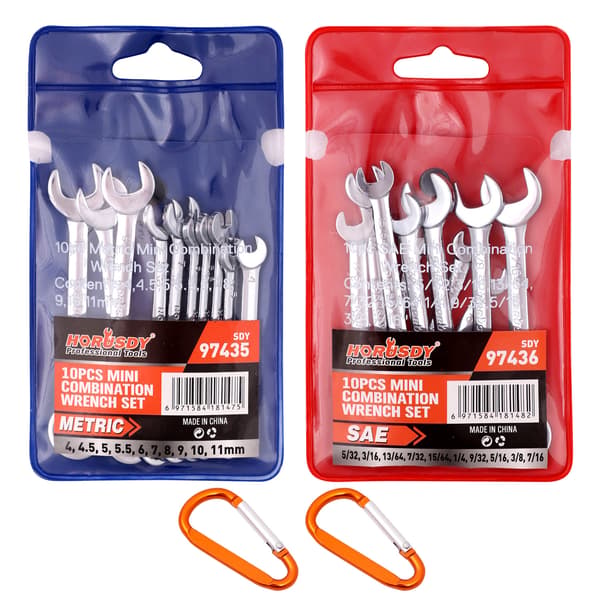 97469 20-delars metrisk och SAE-nyckelsats med 2 karbinhakar 20 Piece Set