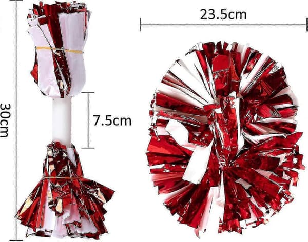4 stk. Cheerleading Pomponer til Cheerleader Kostume Kvinder, 2 Par Cheer Pomponer Red White