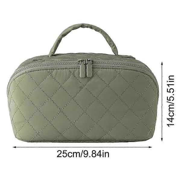 Compact Spacious Makeup Bag for Women, Portable Cosmetic Bag with Easy Carry Handle Green