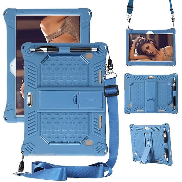 Universal Stødsikkert Silikone Cover Etui kompatibelt med 10 10.1 Tommer Android Tablet Pc Fan2346 Blue