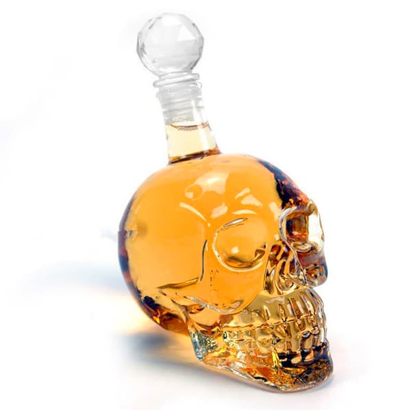 Skeletthuvudkaraff 1000ml Glaskaraff Whiskykaraff med propp