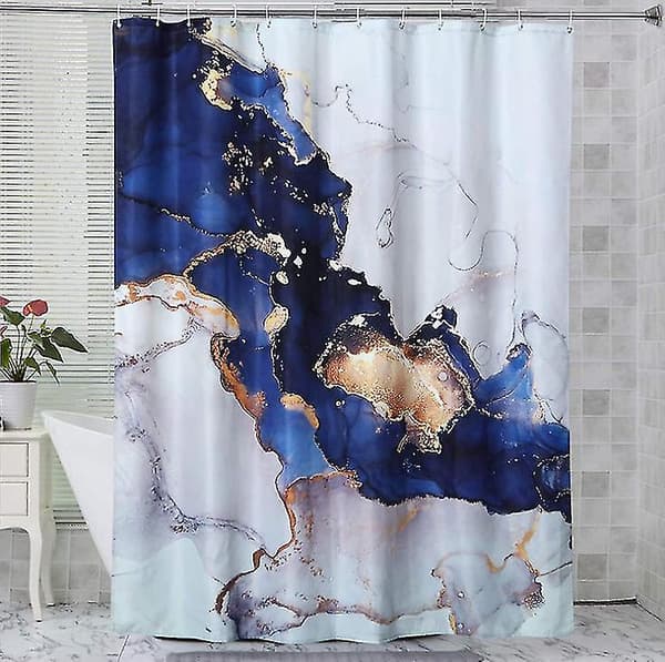 Dusjforheng i stoff, vanntett, i alle størrelser, blå Blue 120*180cm