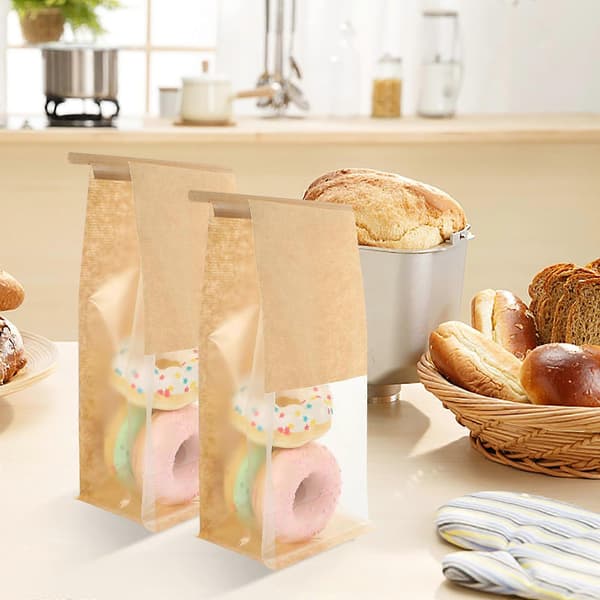 Brödpåsar i blandade färger av kraftpapper, brödförpackningspåsar för bakning 50 st