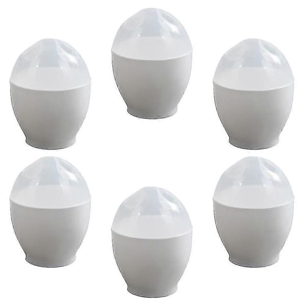 [13]6 pcs Microwave Steamer Egg Cup Mini Egg Cooker Portable Egg Poacher For Home Kitchen (white)