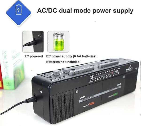 Dobbelt kassettspiller med MP3 USB-avspilling og TF-kort