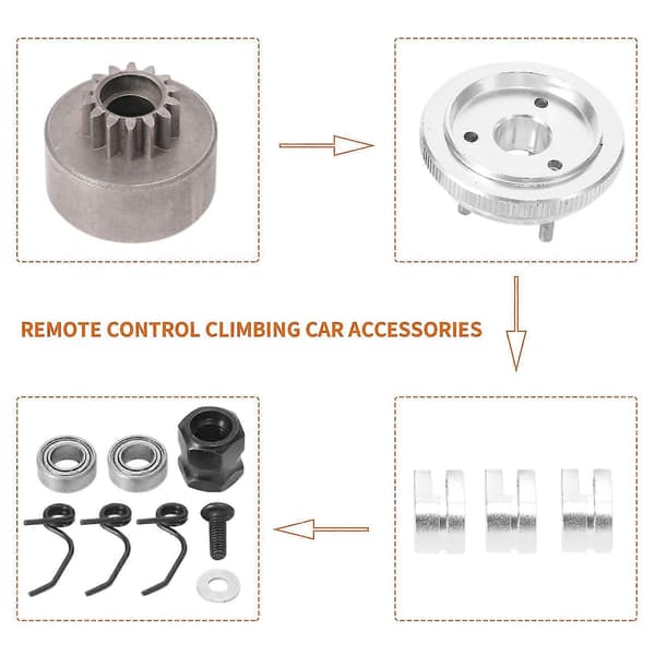 RC Clutch 14T Gear Clutch Shoes Springs Cone&Engine Nut Flywheel Assembly for 1/8 RC Model Nitro Ca Random