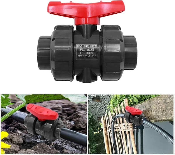 2 stk. Union Kugleventil, 1/2 tomme Ægte Union Fuld Flow, PVC Gennemgående Slip Socket Kugleventil til Vandkontrolsystem