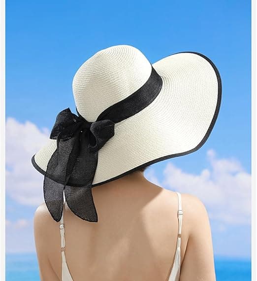 1 st Kvinnor Vikbar Floppy Bred Brim Halm Solhatt Sommar Strandhatt UV UPF 50+ C