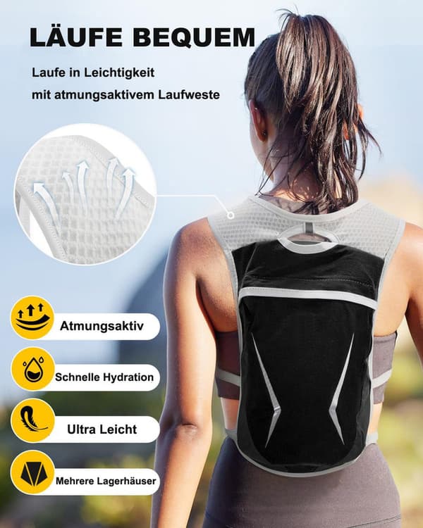 Unisex Hydration Backpack / Running Vest with Reflective Design – Adjustable, Lightweight & Comfortable for Running, Hiking, Cycling, Marathon Blue