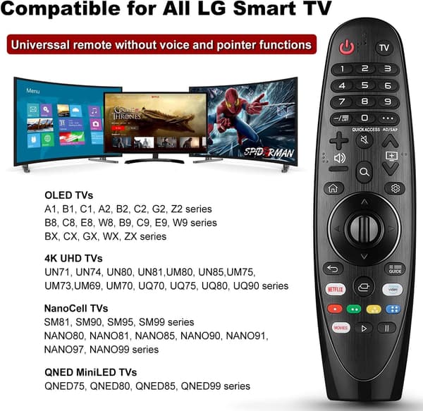 Replacement for LG Smart TV Universal Remote Control Compatible with All LG TVs, Universal Remote Control Replacement
