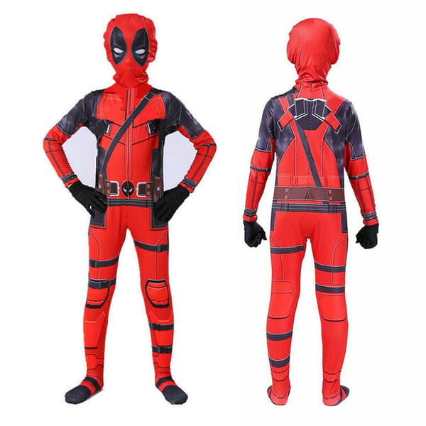 Deadpool-drakt for barn Maske Bodysuit Gutter Superhelt Cosplay Party Maskerade Jumpsuit 120cm
