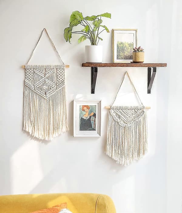 [13]Håndlavet Makramé Knipling Vægtæppe, Boho Chic Soveværelsesbanner
